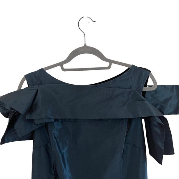 XD XENIA DESIGN Size 6 Taffeta Draped Blouse Stretch Structured Minimalist - Picture 4 of 11